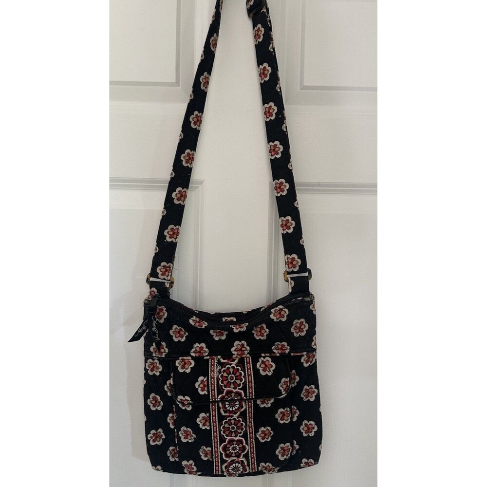 Vera Bradley Lg Hipster Crossbody Retired Black Pirouette Pattern 11X11